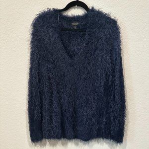 Topshop Women's Blue Long Sleeve Pullover V-Neck Cardigan Sweater, Size 10